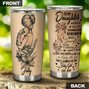 Camellia Personalized Mom To My Daughter Loving Letters Graphics Stainless Steel Tumbler - Double-Walled Insulation Travel Thermal Cup With Lid Mom Gift For Girl Daughter