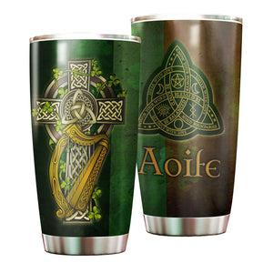 Camellia Personalized Irish St Patrick Day Green Clover Graphics Stainless Steel Tumbler - Double-Walled Insulation Thermal Cup With Lid Gift For St Patrick Day