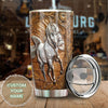 Camellia Personalized White Horse Wooden Style Graphics Stainless Steel Tumbler - Double-Walled Insulation Thermal Cup With Lid Gift For Horse Lover Barrel Racing Horse Rider
