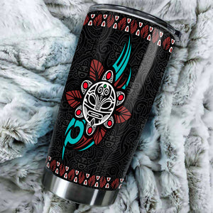 Camellia Personalized Taino Sun Pattern Graphics Stainless Steel Tumbler - Double-Walled Insulation Travel Thermal Cup With Lid Gift For Birthday