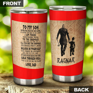 Camellia Personalized Viking To My Son Motivational Quotes Stainless Steel Tumbler - Double-Walled Insulation Thermal Cup With Lid Dad Gift To Son