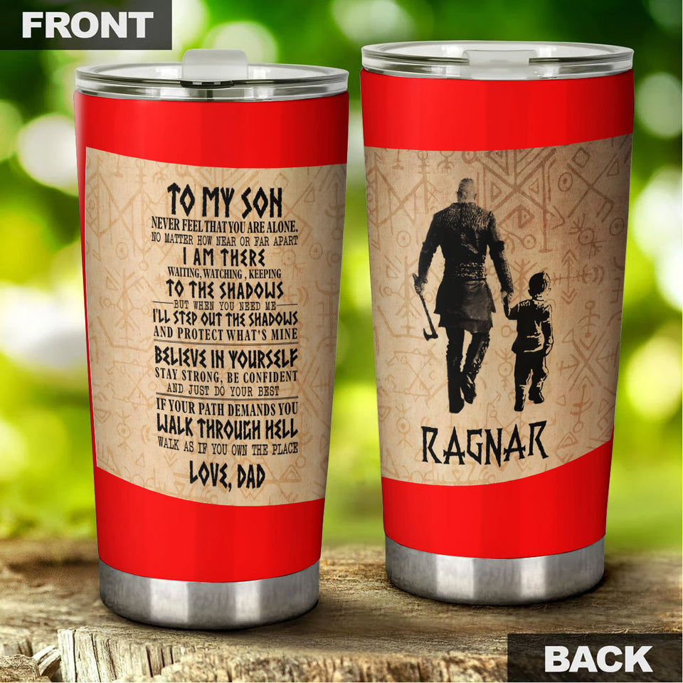 Camellia Personalized Viking To My Son Motivational Quotes Stainless Steel Tumbler - Double-Walled Insulation Thermal Cup With Lid Dad Gift To Son