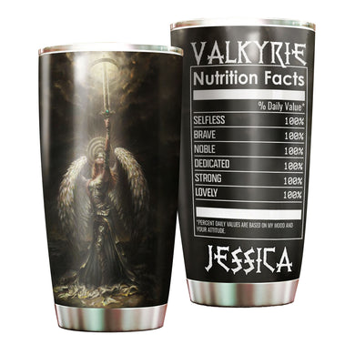 Camellia Personalized Valkyrie Nutrition Facts Heroine Viking Stainless Steel Tumbler - Double-Walled Insulation Thermal Cup With Lid Gift For Girl Women Valkyrie Lover