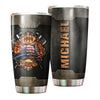 Camellia Personalized Firefighter American Flag Metal Style Graphics Stainless Steel Tumbler - Double-Walled Insulation Thermal Cup With Lid Gift For Firemen Volunteer