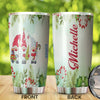 Camellia Personalized Gnomes Wearing Santa Hat Merry Christmas Stainless Steel Tumbler - Double-Walled Insulation Thermal Cup With Lid Gift For Xmas Holiday