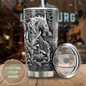 Camellia Personalized Son Of Loki Steel Dragon Metal Style Graphics Stainless Steel Tumbler - Double-Walled Insulation Travel Thermal Cup With Lid Gift For Dragon Viking Lover