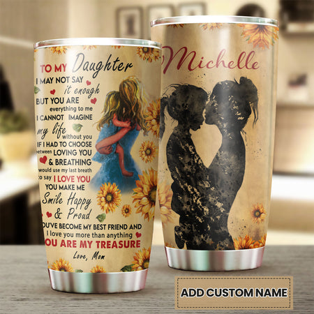 Camellia Personalized Sunflower To My Daughter Loving Letter Stainless Steel Tumbler - Double-Walled Insulation Thermal Cup With Lid Mother Gift For Daughter