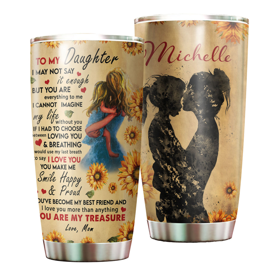 Camellia Personalized Sunflower To My Daughter Loving Letter Stainless Steel Tumbler - Double-Walled Insulation Thermal Cup With Lid Mother Gift For Daughter