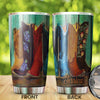 Camellia Personalized Hippie Cowboy Boots Painting Vintage Graphic Stainless Steel Tumbler - Double-Walled Insulation Travel Thermal Cup With Lid Gift For Teenager Hipster