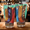 Camellia Personalized Hippie Cowboy Boots Painting Vintage Graphic Stainless Steel Tumbler - Double-Walled Insulation Travel Thermal Cup With Lid Gift For Teenager Hipster