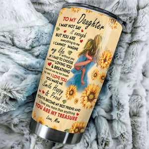 Camellia Personalized Sunflower To My Daughter Loving Letter Stainless Steel Tumbler - Double-Walled Insulation Thermal Cup With Lid Mother Gift For Daughter