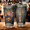 Camellia Personalized Firefighter American Flag Metal Style Graphics Stainless Steel Tumbler - Double-Walled Insulation Thermal Cup With Lid Gift For Firemen Volunteer