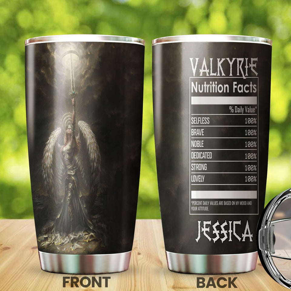 Camellia Personalized Valkyrie Nutrition Facts Heroine Viking Stainless Steel Tumbler - Double-Walled Insulation Thermal Cup With Lid Gift For Girl Women Valkyrie Lover