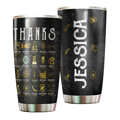 Camellia Personalized Thanks Science Innovations Scientists Stainless Steel Tumbler - Double-Walled Insulation Travel Thermal Cup With Lid Gift For Student Science Nerd