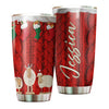 Camellia Personalized Christmas Wools Red Socks Sheep Yarn Knitting Stainless Steel Tumbler - Double-Walled Insulation Thermal Cup With Lid Xmas Gift For Crocheting Lover