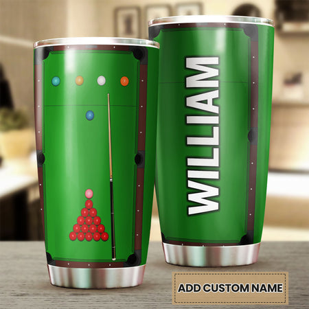 Camellia Personalized Billiards Balls Pool Player Graphics Stainless Steel Tumbler - Double-Walled Insulation Sporty Thermal Cup With Lid Gift For Pool Player