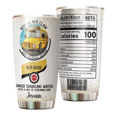 Camellia Personalized School Bus Claw Bus Boss Screaming Kids Stainless Steel Tumbler - Double-Walled Insulation Travel Thermal Cup With Lid Gift For Bus Driver Back To School