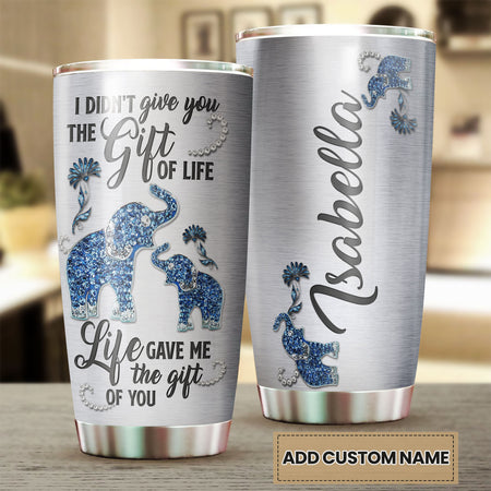 Camellia Personalized Elephant Mom Jewelry To My Daughter Loving Letters Stainless Steel Tumbler - Double-Walled Insulation Thermal Cup With Lid Mom Gift For Daughter Girl