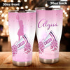 Camellia Personalized Cheerleading Girl Pink Graphics Stainless Steel Tumbler - Double-Walled Insulation Sporty Thermal Cup With Lid Gift For Cheerleaders Teenager Girl