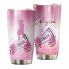 Camellia Personalized Cheerleading Girl Pink Graphics Stainless Steel Tumbler - Double-Walled Insulation Sporty Thermal Cup With Lid Gift For Cheerleaders Teenager Girl