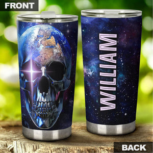 Camellia Personalized Space Earth SKull Galaxy Graphics Stainless Steel Tumbler - Double-Walled Insulation Travel Thermal Cup With Lid Gift For Science Nerd
