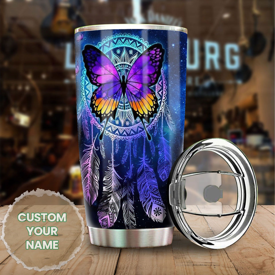 Camellia Personalized Butterfly They Walk Beside Us Missing Quote Stainless Steel Tumbler - Double-Walled Insulation Thermal Cup With Lid Gift For Memorial Day