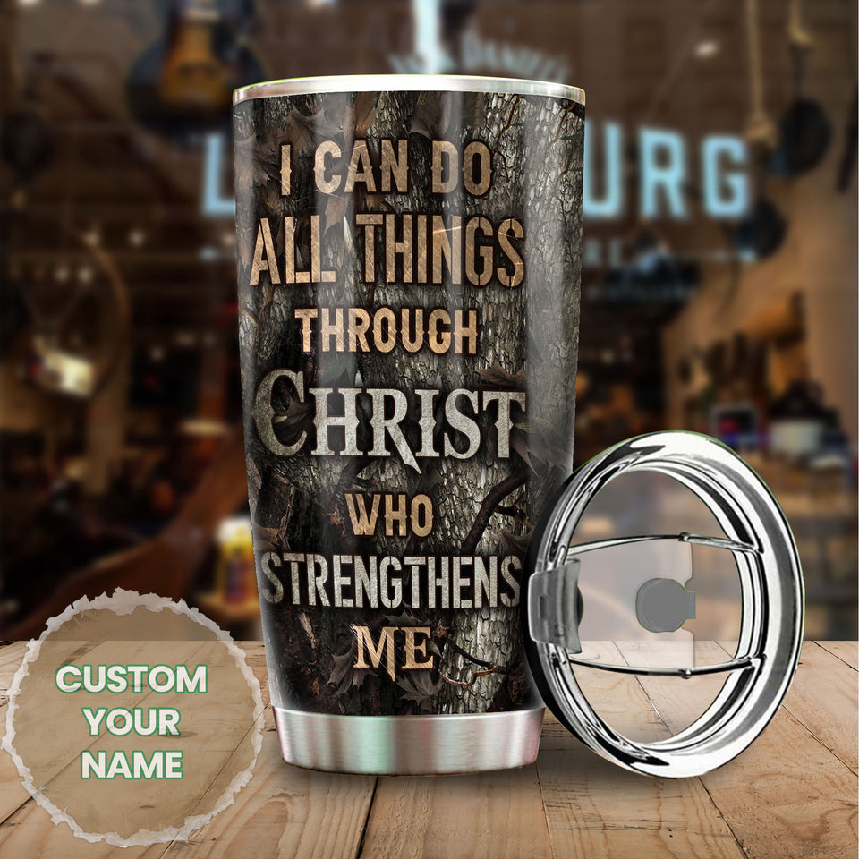 Camellia Personalized Archer I Can Do All Christ Strengthens Me Stainless Steel Tumbler - Double-Walled Insulation Thermal Cup With Lid Gift For Faith Believer