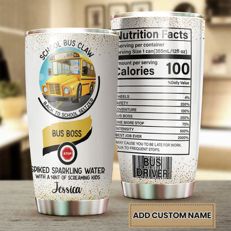 Camellia Personalized School Bus Claw Bus Boss Screaming Kids Stainless Steel Tumbler - Double-Walled Insulation Travel Thermal Cup With Lid Gift For Bus Driver Back To School