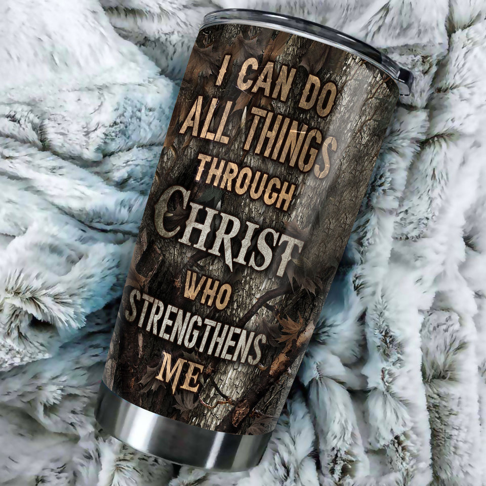 Camellia Personalized Archer I Can Do All Christ Strengthens Me Stainless Steel Tumbler - Double-Walled Insulation Thermal Cup With Lid Gift For Faith Believer
