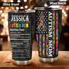 Camellia Personalized Autism Mom Nutrition Facts Pieces Ribbon Stainless Steel Tumbler - Double-Walled Insulation Travel Thermal Cup With Lid Gift For Autism Awareness Month