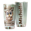 Camellia Personalized Cute Owl I'm Not Short Stainless Steel Tumbler - Double-Walled Insulation Thermal Cup With Lid Gift For Kids Girls Animal Lover
