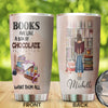Camellia Personalized Books Chocolate Want Them All Girl Stainless Steel Tumbler - Double-Walled Insulation Travel Thermal Cup With Lid Gift For Nerd Book Sweet Lover Girl