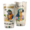 Camellia Personalized Parrot And I Talk About You Stainless Steel Tumbler - Double-Walled Insulation Travel Thermal Cup With Lid Gift For Animal Pet Lover