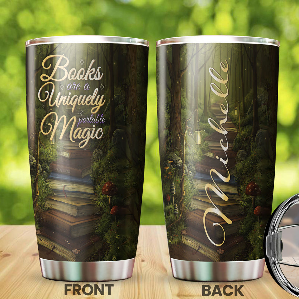 Camellia Personalized Books Are Uniquely Portable Magic Vintage Stainless Steel Tumbler - Double-Walled Insulation Thermal Cup With Lid Gift For Bookworms Nerd