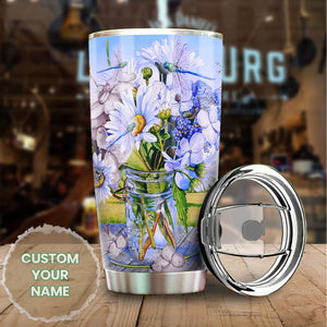 Camellia Personalized Farming Daisy Dragonfly Everyday Is A New Beginning Stainless Steel Tumbler - Double-Walled Insulation Travel Thermal Cup With Lid Gift For Nature Lover