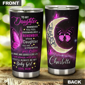 Camellia Personalized Butterfly To My Daughter Loving Letter Stainless Steel Tumbler - Double-Walled Insulation Thermal Cup With Lid Mom Gift For Daughter