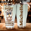 Camellia Personalized Cute Owl I'm Not Short Stainless Steel Tumbler - Double-Walled Insulation Thermal Cup With Lid Gift For Kids Girls Animal Lover