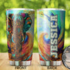 Camellia Personalized 3D Colorful Hippie Elephant Stainless Steel Tumbler - Customized Double-Walled Insulation Therma Cup With Lid