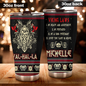 Camellia Personalized Viking Law Metal Berserker Warrior Stainless Steel Tumbler - Double-Walled Insulation Travel Thermal Cup With Lid Gift For Viking Lover