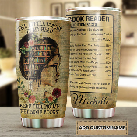 Camellia Personalized Girl Get More Books Stainless Steel Tumbler - Double-Walled Insulation Thermal Cup With Lid Gift For Nerd Reader Book Lover