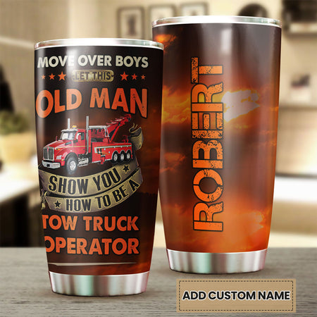 Camellia Personalized How To Be Truck Operator Stainless Steel Tumbler - Double-Walled Insulation Travel Thermal Cup With Lid Gift For Trucker Men