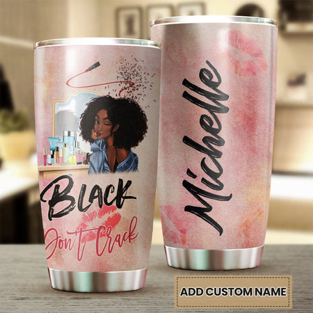 Camellia Personalized Black Don't Crack Afro Girl Stainless Steel Tumbler - Double-Walled Insulation Thermal Cup With Lid Gift For Strong Girl Women