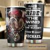 Camellia Personalized Bulldog Biking Race Rain Ride Wind Chase Sunset Metal Style Stainless Steel Tumbler - Double-Walled Insulation Travel Thermal Cup With Lid Gift For Biker