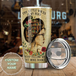 Camellia Personalized Girl Get More Books Stainless Steel Tumbler - Double-Walled Insulation Thermal Cup With Lid Gift For Nerd Reader Book Lover