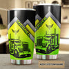 Camellia Personalized Neon Green Truck Graphics Stainless Steel Tumbler - Double-Walled Insulation Travel Thermal Cup With Lid Gift For Trucker Dad Husband Truck Lover