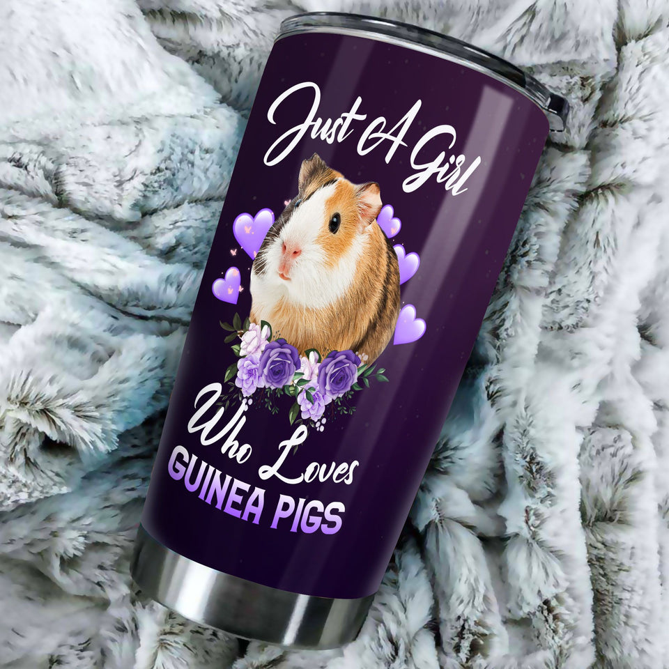 Camellia Personalized Hamster Just A Girl Loves Guinea Pigs Stainless Steel Tumbler - Double-Walled Insulation Travel Thermal Cup With Lid Gift For Guinea Pigs Hammy Lover Girl