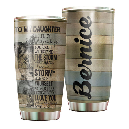 Camellia Personalized Lions To My Daughter Motivational Letter Stainless Steel Tumbler - Double-Walled Insulation Travel Thermal Cup With Lid Mom Gift For Daughter