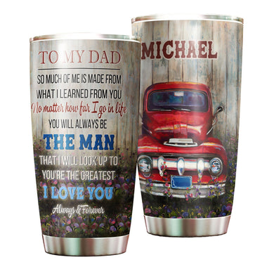 Camellia Personalized Car To My Dad I Love You Stainless Steel Tumbler - Double-Walled Insulation Thermal Cup With Lid Gift For Dad Father's Day