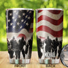 Camellia Personalized American Flag Soldiers US Army Stainless Steel Tumbler - Double-Walled Insulation Travel Thermal Cup With Lid Gift For 4th Of July Veteran Marines Soldiers