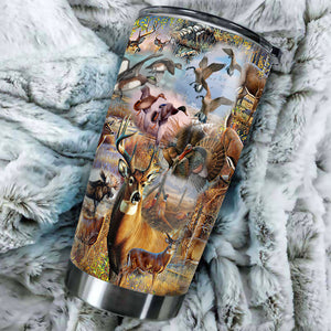 Camellia Personalized Deer Wildlife Hunting Animals Graphics Stainless Steel Tumbler - Double-Walled Insulation Travel Thermal Cup With Lid Gift For Hunting Lover Hunter Dad